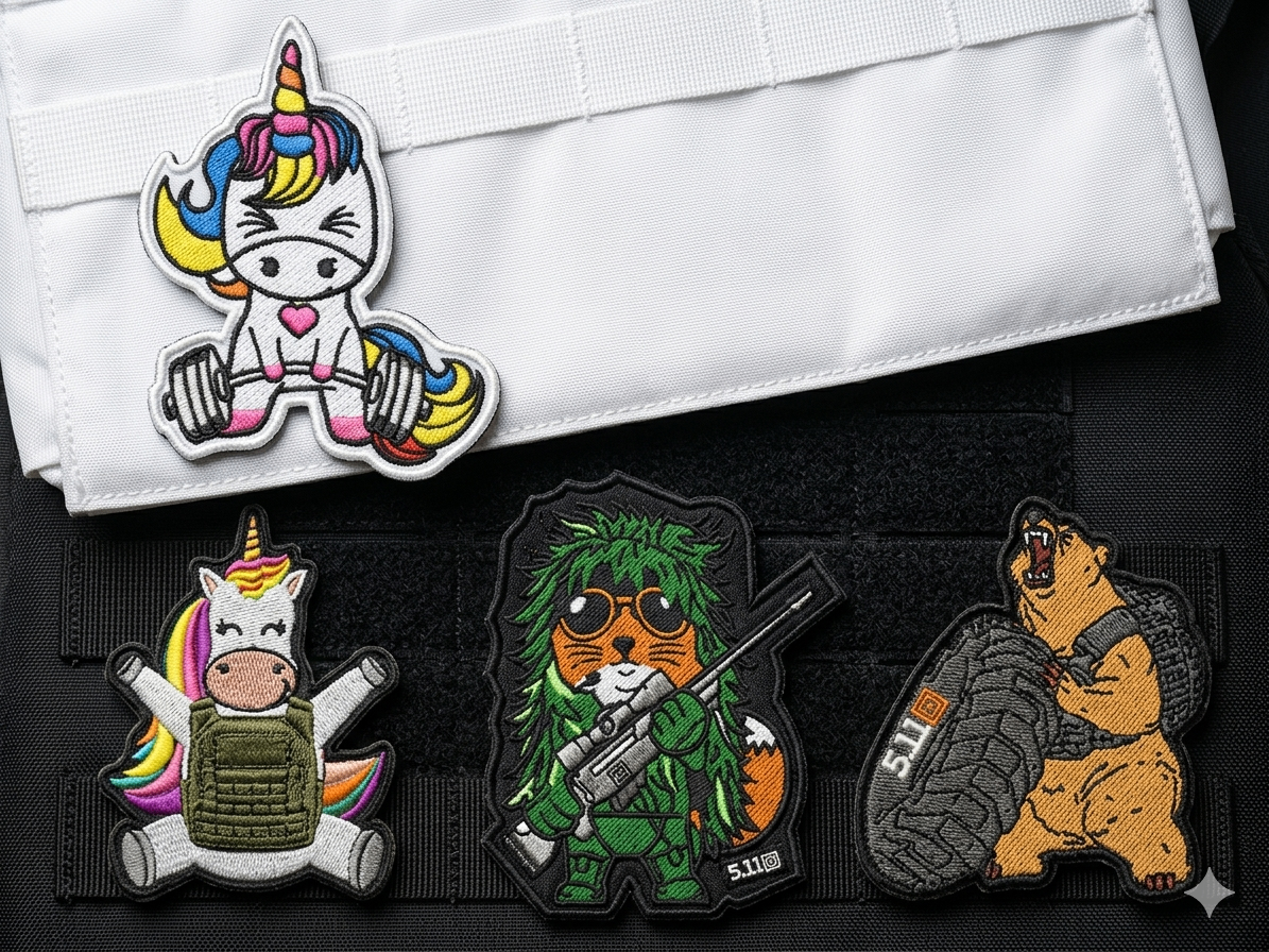 Patches divertidos: unicórnios, gato sniper e urso